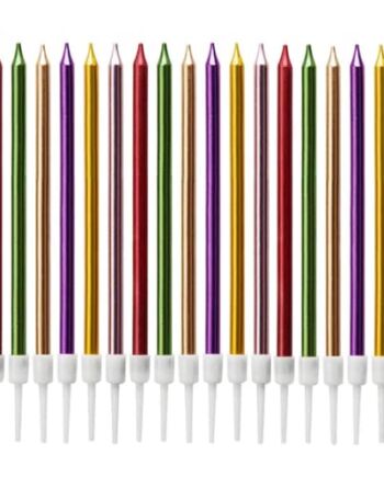 Świece do tortu urodzinowego, 18 sztuk metaliczne świece urodzinowe wysokie świeczki na tort urodzinowy świeczki na przyjęcie ślub urodziny ciasto artykuły dekoracyjne