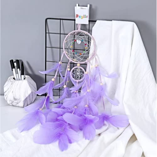 Deyiis Łapacz snów, Dream Catcher, łapacz snów, dekoracja ścienna, łapacz snów z oświetleniem LED, ręcznie wykonany, łapacz snów z perłami, styl boho, sztuka ścienna do sypialni