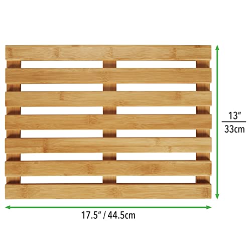 mDesign Zestaw 2 drewnianych mat prysznicowych, bambusowa i plastikowa mata łazienkowa pod prysznic, spa i sauny, antypoślizgowa, naturalna mata prysznicowa, naturalny bambus - obrazek 7