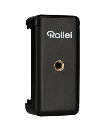 Rollei Uchwyt na smartfon - uniwersalny uchwyt do smartfona z gwintem 1/4" na spodzie i z tyłu, pasuje do smartfonów o szerokości do 8,5 cm - czarny