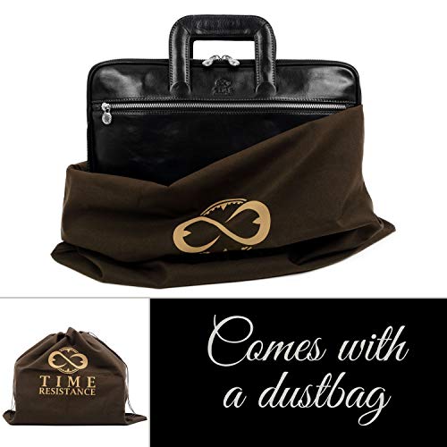 Time Resistance Wąska skórzana teczka - włoska ręcznie robiona skórzan - obrazek 4