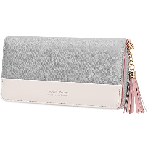 Portfel damski ze skóry, duża pojemność z zamkiem błyskawicznym dla ko