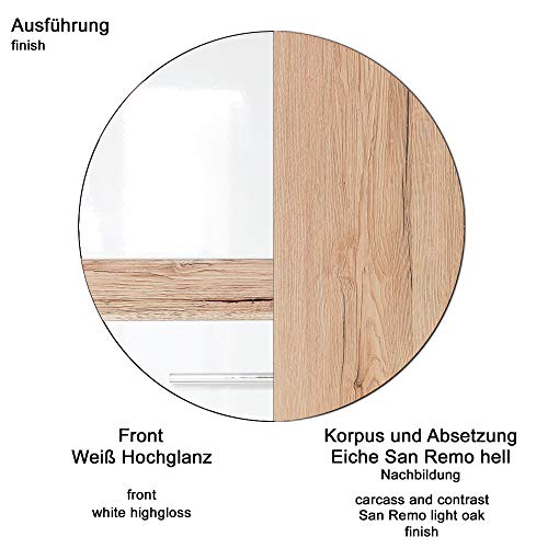 Furnline szafka łazienkowa pod umywalką zestaw jeden biały wysoki połysk, drewno - obrazek 3