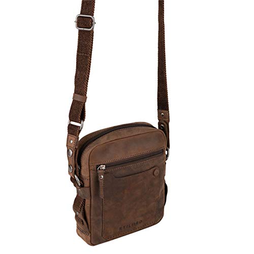 STILORD 'Nash' mała męska torba kurierska skórzana vintage torba na ramię poprzeczne ramię z krzyżem na DIN A5 torebka z prawdziwej skóry - obrazek 3