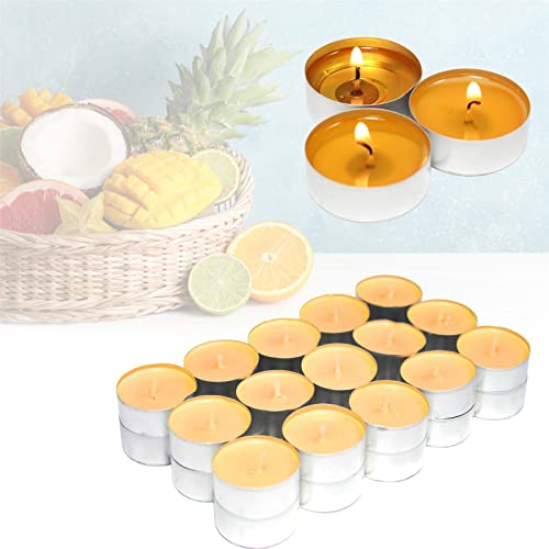 Candelo 30-częściowy zestaw wysokiej jakości podgrzewaczy Ambiente - Tropical Mango - świeczki typu tealight w aluminiowej obudowie 1,5 x 3,8 cm - czas palenia 4 godziny