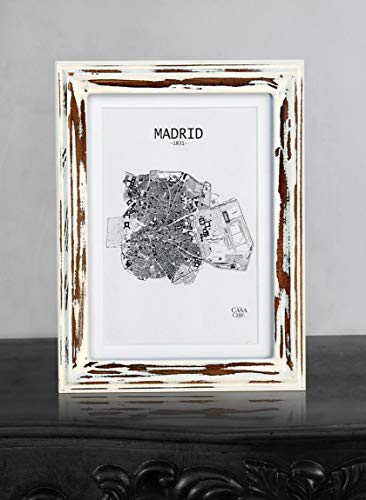 Shabby Chic ramka na zdjęcia 13 x 18 cm - zestaw 3 szt. - szklany front - z passe-partout na 10 x 15 zdjęć - szerokość ramy 2 cm - prawdziwe drewno - brązowy biały - obrazek 9