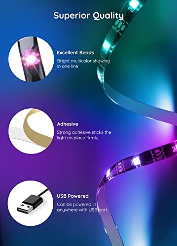 Govee taśma LED RGBIC, wodoodporna taśma LED 2m sterowana za pomocą aplikacji, synchronizacja podświetlenia telewizora LED z muzyką, obsługa USB, do telewizora, komputera, dekoracji, imprezy - obrazek 3