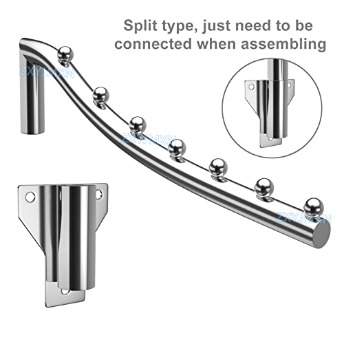 Wieszak na ubrania do montażu na ścianie, składany, wieszak na ubrania, 7 haczyków, obracany o 180°, stal nierdzewna, metalowy, do pralni, wieszak na ubrania, oszczędzający miejsce, składany haczyk, do użytku wewnątrz i na zewnątrz - obrazek 7