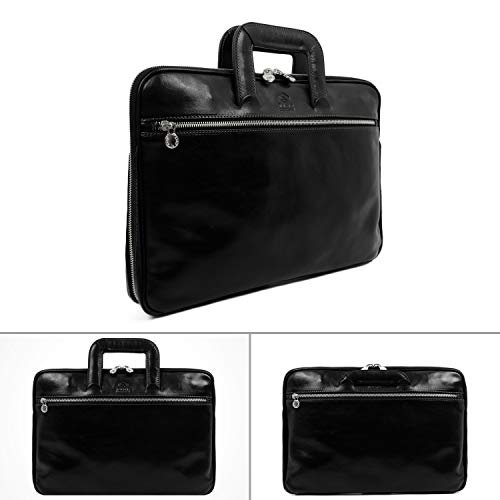 Time Resistance Wąska skórzana teczka - włoska ręcznie robiona skórzan - obrazek 7