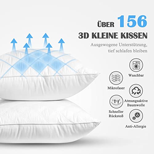 Poduszka pod głowę, zestaw 2 poduszek 80 x 80 cm, luksusowa poduszka hotelowa, poduszka pod głowę, komfortowa 100 mikrofibra, nadaje się do prania, poduszka pod głowę, dla alergików, do spania na boku - obrazek 7