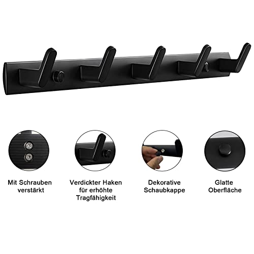 Wieszak na ubrania, 2 sztuki, 15 haczyków, wieszak ścienny, uniwersalny wieszak na ręczniki, listwa garderobiana do garderoby, łazienki, kuchni (czarny) - obrazek 7