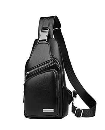 Leathario Torba na piersi, męska, skórzana, torba Crossbag, wodoszczelna, plecak Sling Bag z prawdziwej skóry, plecak na ramię, torba do noszenia w czasie wolnym