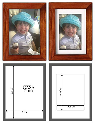 Classic by Casa Chic - 3 Ramki z litego drewna na zdjęcia 10x15 cm lub zdjęcie 7.5x13 cm z Passe-Partout - Szkło - Rustykalny Brąz - obrazek 6