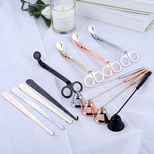 MUXSAM 3 szt. zestaw akcesoriów do świec, osłona świec, nożyce do świec i haki do świec ze stali szlachetnej, różowe złoto - obrazek 3