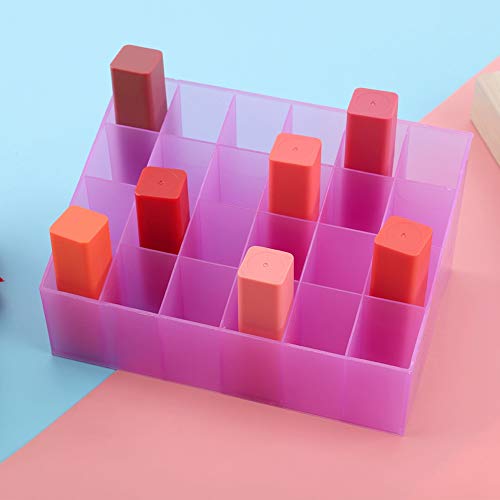 24 siatki Stojak na szminki Stojak na kosmetyki Organizer na kosmetyki Pudełko na kosmetyki Stojak na szminki Pudełko do przechowywania na biurko 14,5 * 9,3 * 7 cm / 5,7 * 3,7 * 2,8 cala (biały) - obrazek 2