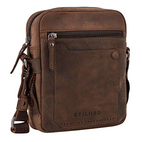 STILORD 'Nash' mała męska torba kurierska skórzana vintage torba na ramię poprzeczne ramię z krzyżem na DIN A5 torebka z prawdziwej skóry - obrazek 6