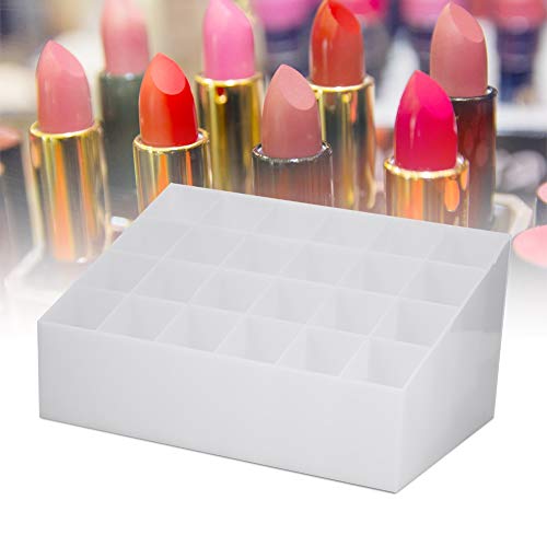 24 siatki Stojak na szminki Stojak na kosmetyki Organizer na kosmetyki Pudełko na kosmetyki Stojak na szminki Pudełko do przechowywania na biurko 14,5 * 9,3 * 7 cm / 5,7 * 3,7 * 2,8 cala (biały) - obrazek 3