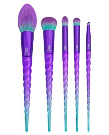Moda Royal & Langnickel Mythical Wild 5-częściowy zestaw pędzli do makijażu, w tym róż, cera, wypukłe cienie do powiek, zmarszczki i pędzel kątowy, fioletowo-niebiesko-zielony