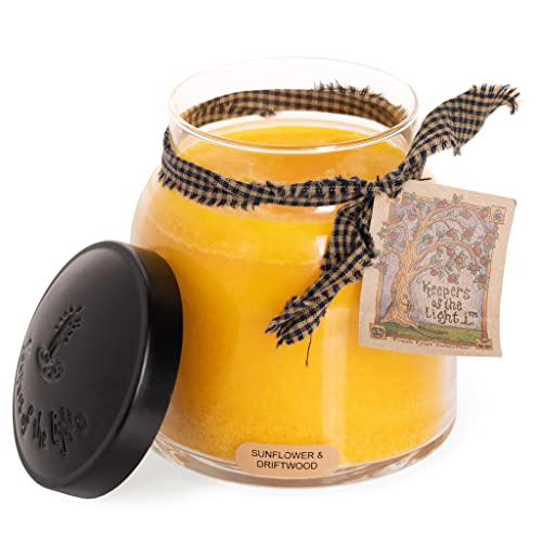 A Cheerful Giver - Słonecznik i drewno dryfujące - 974 ml świeczka zapachowa Papa z pokrywką - Keepers of The Light - 155 godzin, świeca prezentowa, żółta