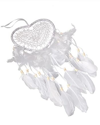 Łapacz snów z piórami, ręcznie wykonany, białe pióra, łapacz snów, dla dziewcząt, zestaw do majsterkowania, styl boho, ręcznie wykonany, łapacz snów, dekoracja ścienna w pokoju dziecięcym, dekoracja na imprezę