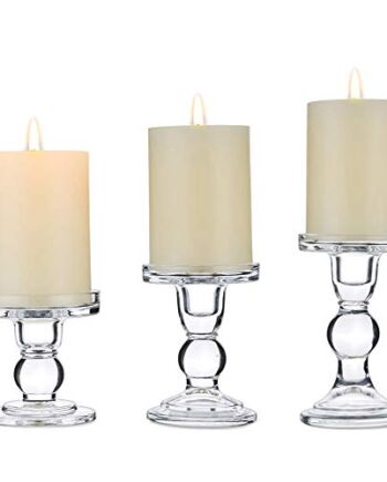 NUPTIO Zestaw 3 Przezroczystych Szklanych Świeczników do Słupków i Świ