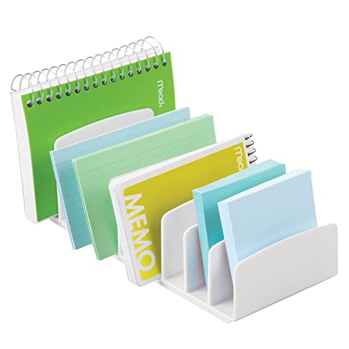 mDesign Organizer na kosmetyki do makijażu z 9 przegródkami – Stylowy stojak na palety cieni z plastiku – Organizer na koperty i papeterię – Biały - obrazek 5