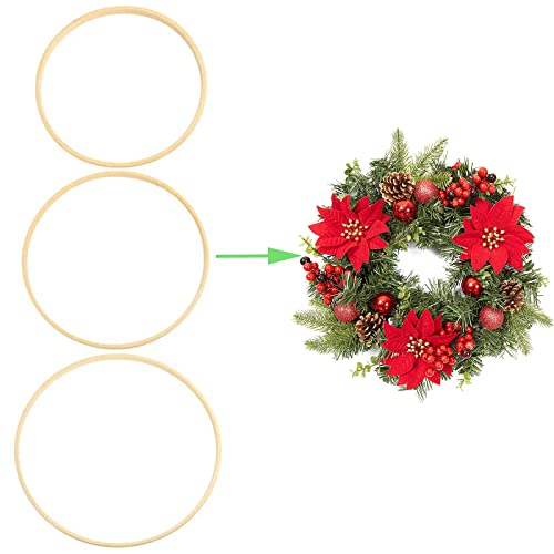 MOJOTIC Drewniane pierścienie do majsterkowania, drewniane pierścienie makramowe, pierścienie do makramy, pierścienie do makramy, pierścienie łapacz snów, zestaw 6 sztuk, 3 rozmiary (10 cm/15 m/20 cm), na wesele, wieniec i rękodzieło typu "zrób to sam" - obrazek 6