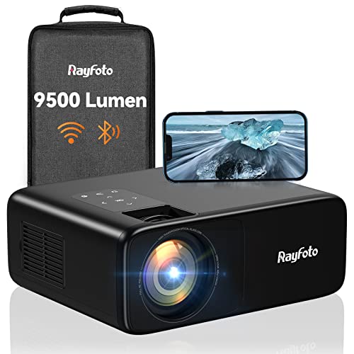 Projektor 4 K, 9500 l Full HD Native 1920 x 1080p, mini projektor, WiFi Bluetooth do wyświetlacza 4K 300", przenośny projektor LCD LED, kino domowe/na zewnątrz/konferencje, do iOS/Android/TV Stick, z Plecak