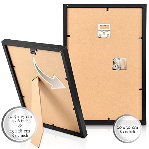 bomoe 30szt Zestaw ramek na zdjęcia Emotion - Ramka na zdjęcia Kolaż na ścianę - Multi Ramka na zdjęcia Drewno i szkło plastikowe - 10x 10x 10,5x15cm / 15x 13x18cm / 5x 20x30cm - Czarna Ramka na zdjęcia - obrazek 5