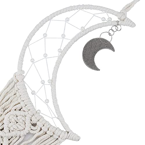 Makrama, łapacz snów dla dzieci, łapacz snów, w stylu boho, do sypialni, na balkon, do salonu, pokoju dziecięcego, dekoracja (beżowo-biały) - obrazek 8