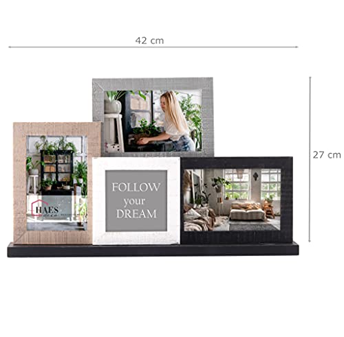 HAES DECO - Ramka na zdjęcia kolaż/drewniana galeria obrazów Honfleur ze standardem do kolażu 10x10 i 3X 10x15 (rozmiar 42 x 27 cm) - MP131 - obrazek 3