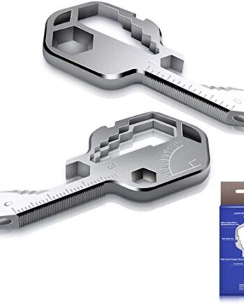 Klucz narzędziowy 24 w 1, narzędzie kieszonkowe w kształcie kluczyka ze stali nierdzewnej, narzędzie wielofunkcyjne do otwierania butelek, śrubokręta, linijki, klucza, ściągania, wkrętarki, nadaje się na prezenty, dla mężczyzn i chłopców (srebrny)