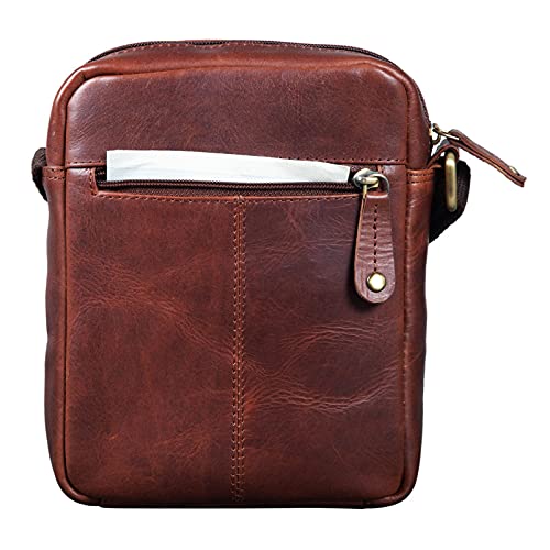 STILORD 'Brandon' torba męska skórzana brązowa torba na ramię mała torba na ramię męska 7 cali tablet torebka męska Messenger Bag prawdziwa skóra, Porto - Cognac, S, torba na ramię - obrazek 3