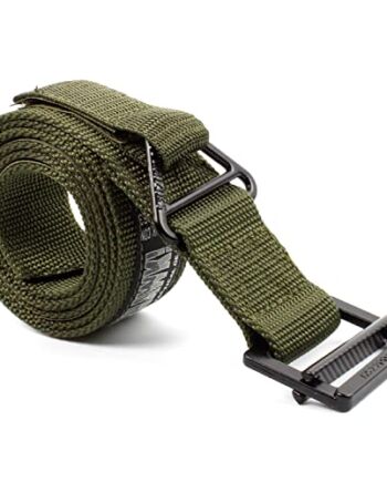 KLEHOPE Męski pasek taktyczny, 125 cm, nylonowy pasek z szybkim zapięciem, z zapięciem na rzepy na ogonie, bardzo odpowiedni do dżinsów, spodni na co dzień, ubrań roboczych, ZIELONY, Rozmiar uniwersalny