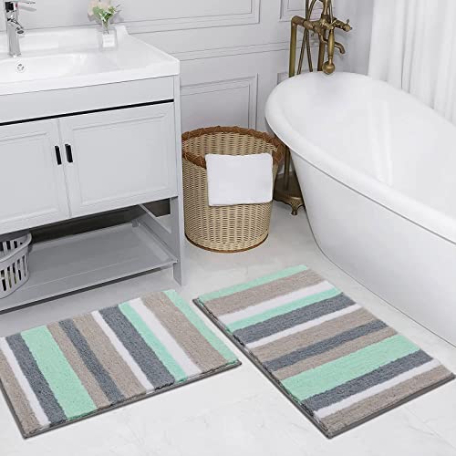 Pauwer 2-częściowy zestaw dywaników łazienkowych, z mikrofibry, antypoślizgowych, nadaje się do prania, 45 x 65 cm + 50 x 80 cm, kolor zielony - obrazek 3