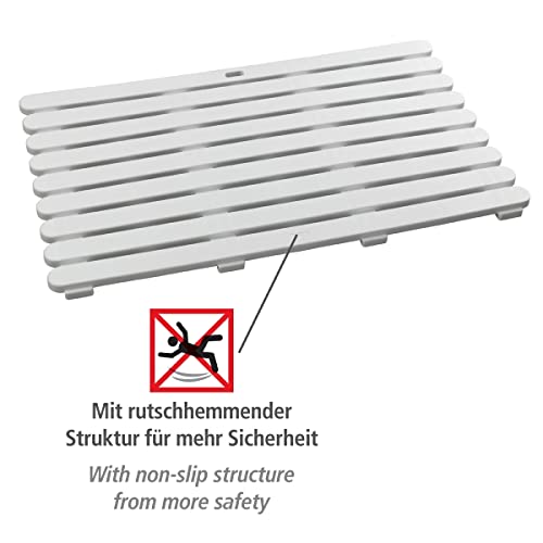 WENKO Mata łazienkowa do wnętrz i na zewnątrz biała, 50 x 80 cm, mata łazienkowa, ruszt pod prysznic, łazienkę, basen, sauna o antypoślizgowej strukturze - obrazek 7