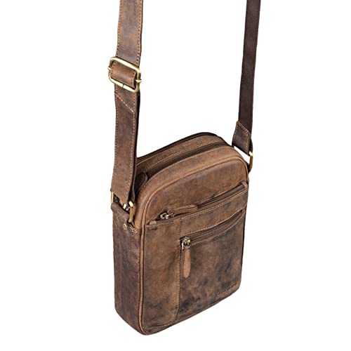 STILORD 'Diego' Vintage Mens Bag Leather Small Shoulder Bag na 9,7 cala iPad DIN A5 Shoulder Bag Cross-Body Bag for Men Genuine Leather, Kolor:calais - br±zowy - obrazek 3
