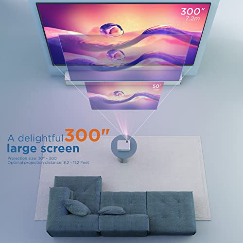 Mini projektor WiFi, natywny projektor kina domowego 720P Full HD, 6000, ekran 300", projektor wideo LCD o żywotności 90 000 h, kompatybilny z HDMI / TV Stick / PS4 / smartfonem, biały - obrazek 4