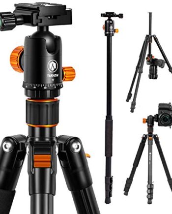 TARION statyw do aparatu, aluminiowy, statyw fotograficzny, statyw podróżny, z głowicą kulową 360° i płytką do szybkiej wymiany 155 cm, 3 w 1, statyw makro z monopodem 3 w 1 do lustrzanki (statyw do aparatu)