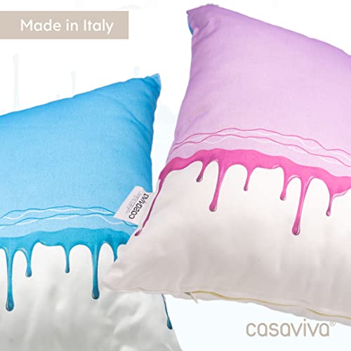 Casaviva® Zestaw 2 Satynowe poduszki meblowe Premium cm 50 x 50 Double Face wodoodporne, wysuwane we Włoszech eleganckie i nowoczesne. (Jasnoniebieski i Różowy Malarstwo, wkładki) - obrazek 6