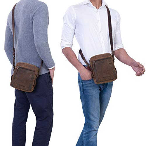 STILORD 'Nash' mała męska torba kurierska skórzana vintage torba na ramię poprzeczne ramię z krzyżem na DIN A5 torebka z prawdziwej skóry - obrazek 7