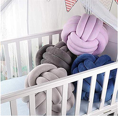 Hava Kolari Poduszka z węzłem, poduszka pluszowa, miękka poduszka z węzłem, poduszka dekoracyjna, łóżko do pokoju (średnica 20 cm, ciemnoszara) - obrazek 3