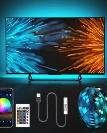 HOMINA Taśma świetlna LED 5 m, 150 diod RGB LED do telewizora 60-100 cali, zestaw podświetlenia USB z 24 przyciskami, pilot 5050, skośny HDTV