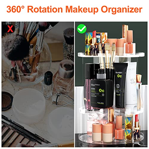 Newaner Organizer na kosmetyki, obracany o 360 stopni, organizer na szminki, pudełko do przechowywania kosmetyków, do łazienki, sypialni, przezroczysta komoda z tworzywa sztucznego - obrazek 5