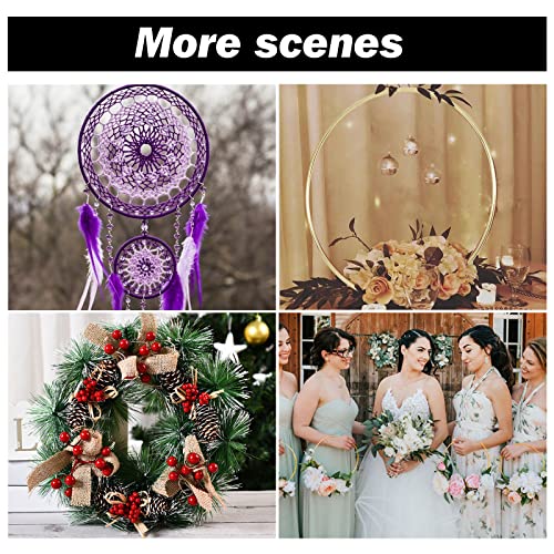 6 sztuk, 3 rozmiary, metalowe pierścienie do majsterkowania, złoty wianek z kwiatami, pierścienie, do makramy, na opony, na wesele, jako dekoracja na ścianę, łapacz snów i makramę, dekoracja ścienna, rzemiosło (20/25/30 cm) - obrazek 2