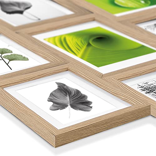 bomoe 24szt Zestaw ramek na zdjęcia Nature - Multi Ramka na zdjęcia Drewno i szkło plastikowe - Ramka na zdjęcia kolaż na galerię ścienną 10x 10x 10,5x15cm / 8x 13x18cm / 4x 15x20cm / 2x 20x30cm - Dębowa ramka na zdjęcia - obrazek 2
