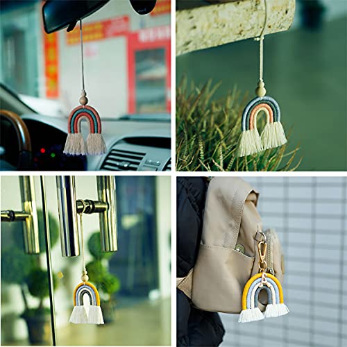 3 sztuki tęczowych makram, ręcznie tkana dekoracja ścienna z dwoma dre - obrazek 2