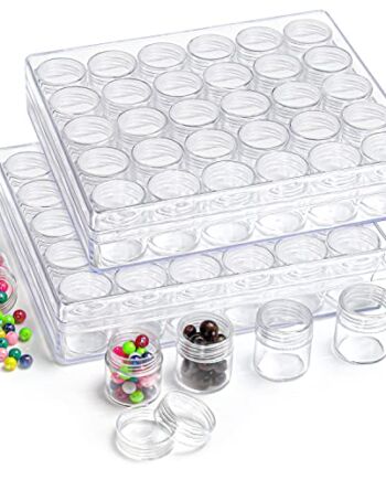 Kurtzy Przezroczysty Plastikowy Organizer ze Słoiczkami (2-częściowy) – 30 Małych Wyjmowanych Słoiczków z Pokrywkami – Haft Diamentowy, Biżuteria, Sztuczne Paznokcie, Kolczyki, Brokat, Haft