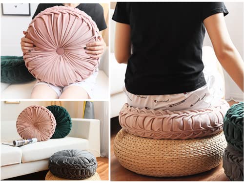 Okrągła poduszka na sofę 34,7 cm czysty kolor aksamitna dekoracja domu - obrazek 3