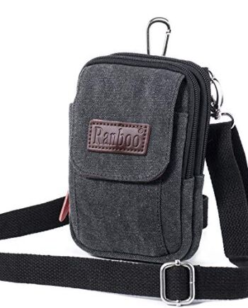 Hengwin męska mała torba na ramię, płócienna mini torba na ramię uchwyt na telefon torebka iPhone 11 Pro Max XS Max 11 SE X XS XR 7 8 Plus, etui na telefon komórkowy Samsung Galaxy Note 20 Ultra S20 A42 5G 10 9 8 (czarna